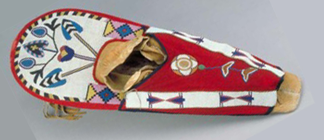 A beaded craddle board to wrap a child in tribal culture from birth